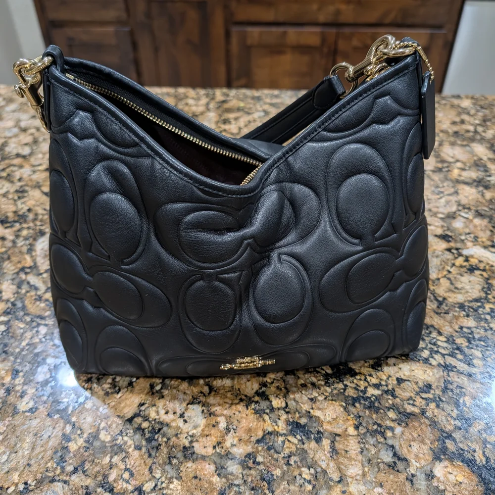 Coach Black Embossed Shoulder Bag - Picture 2 of 9